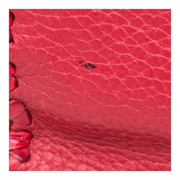 Brighton Dark Red Pebbled Leather Shoulder Handbag Whipstitch Trim Croc Strap - Picture 10 of 16